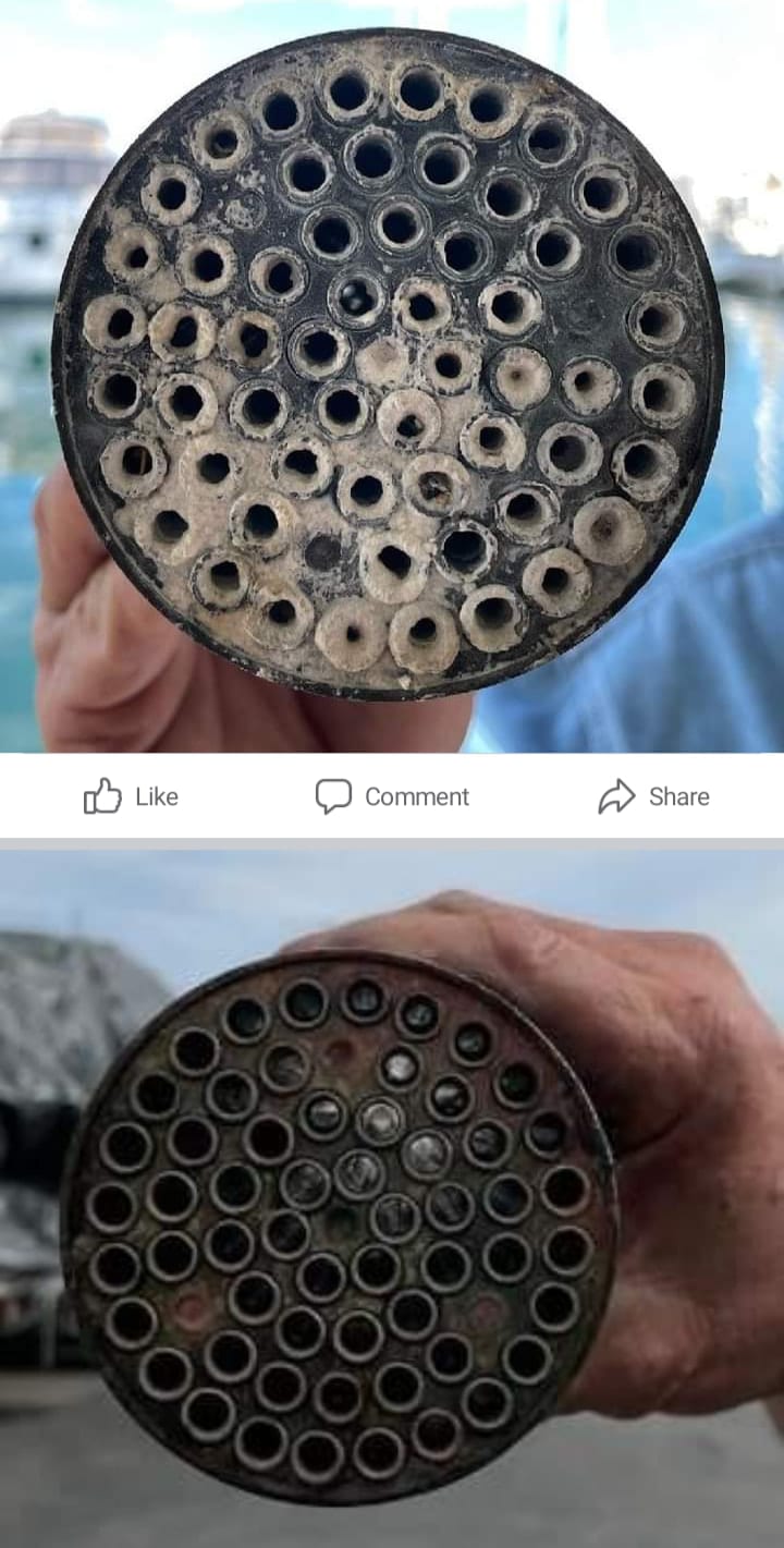 Marine heat exchanger before & after cleaning