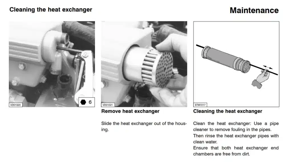 Vetus marine engine heat exchanger maintenance